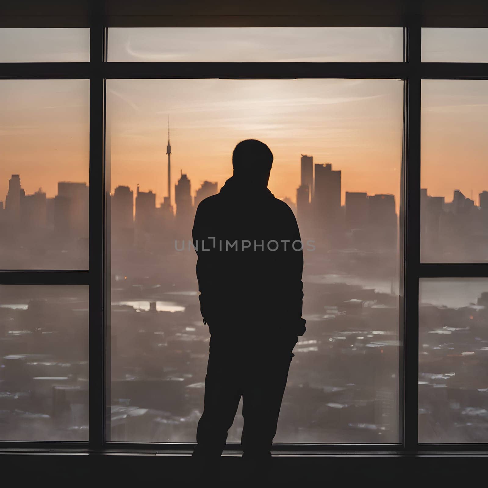 Morning Stillness: Silhouette Over the Urban Horizon