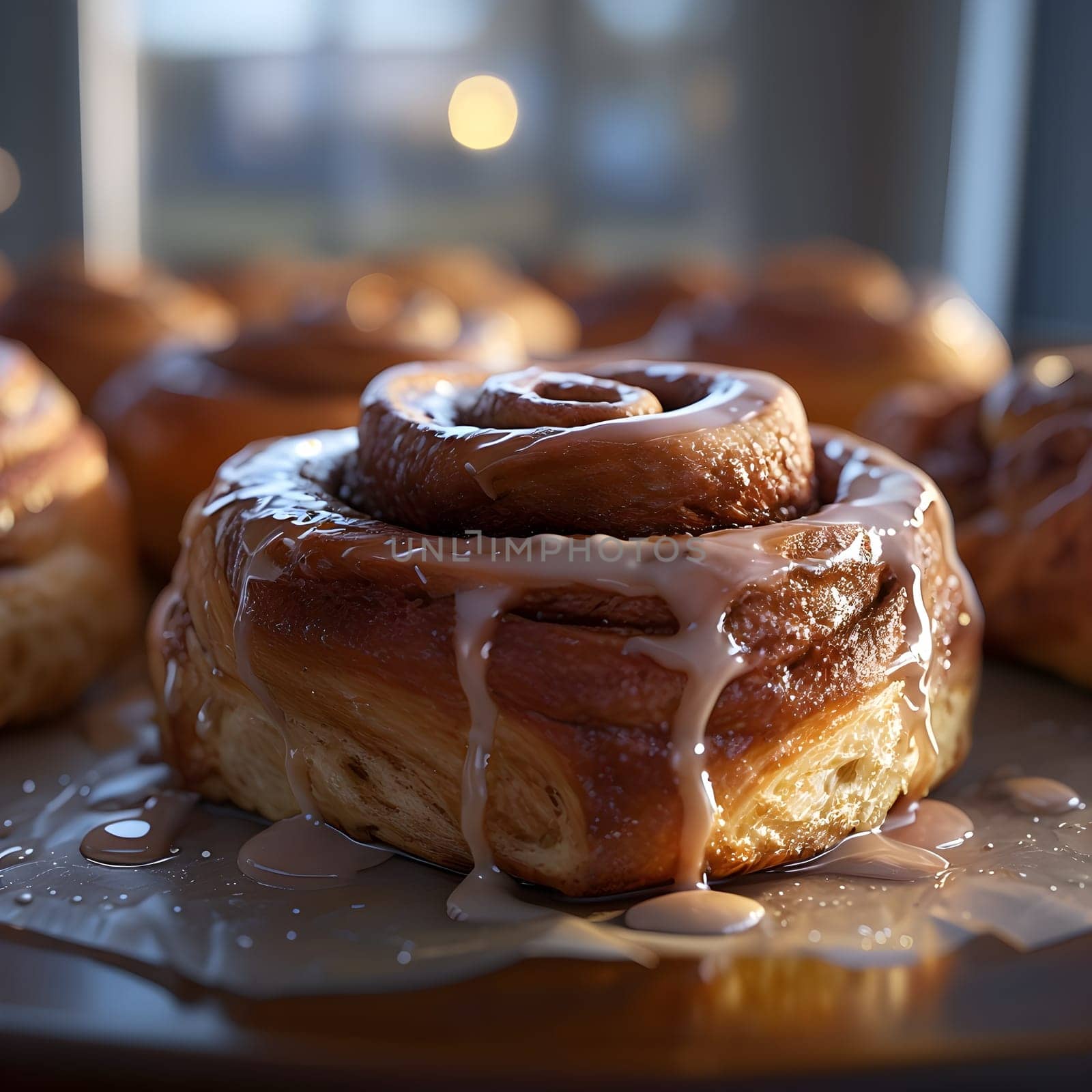 Afternoon Warmth: The Golden Glaze of a Cinnamon Roll
