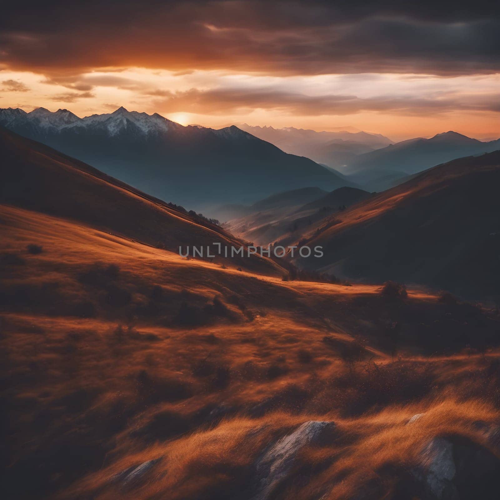 Serenity in the Mountains: A Fiery Sunset