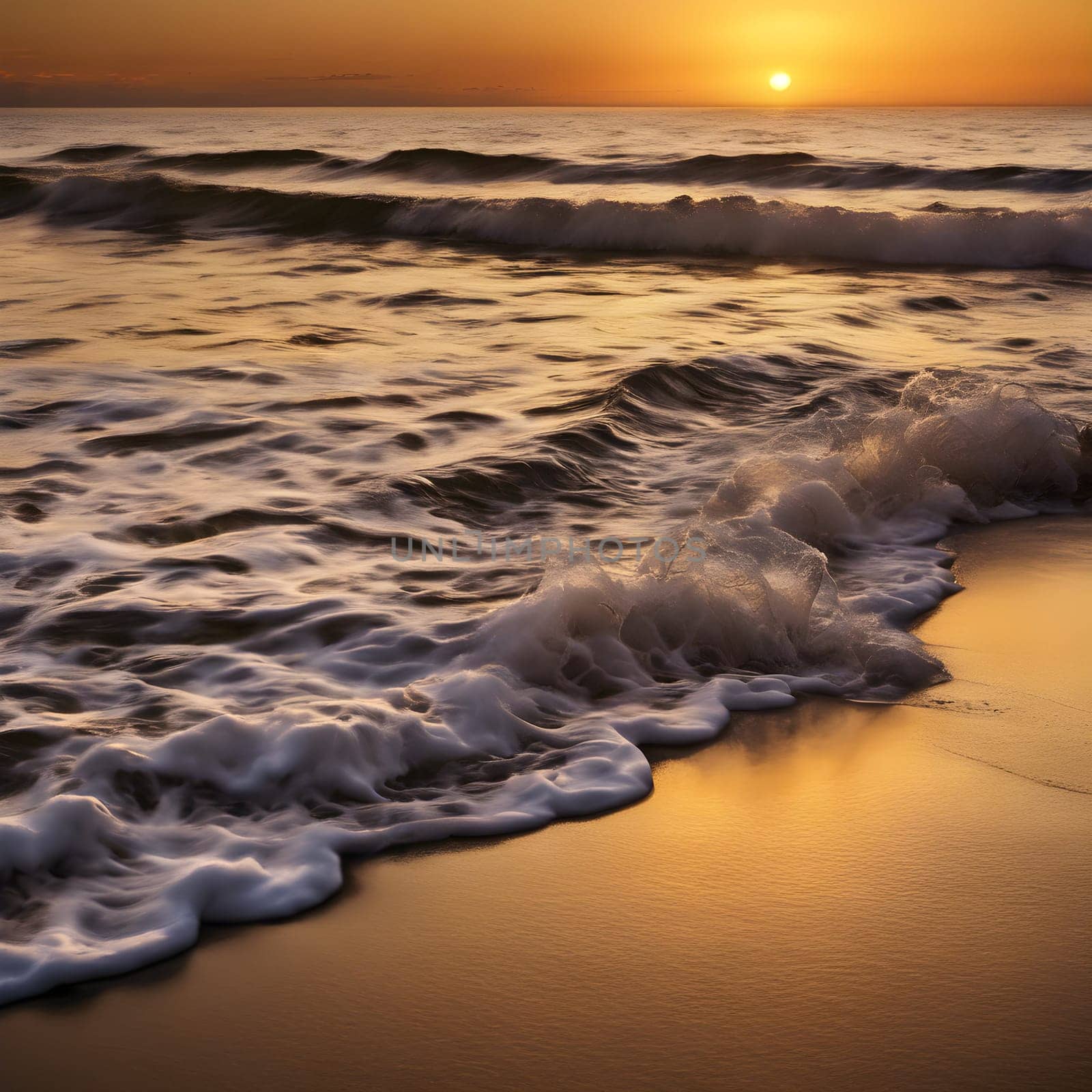 Golden Waves: The Beauty of a Sunset at the Shore