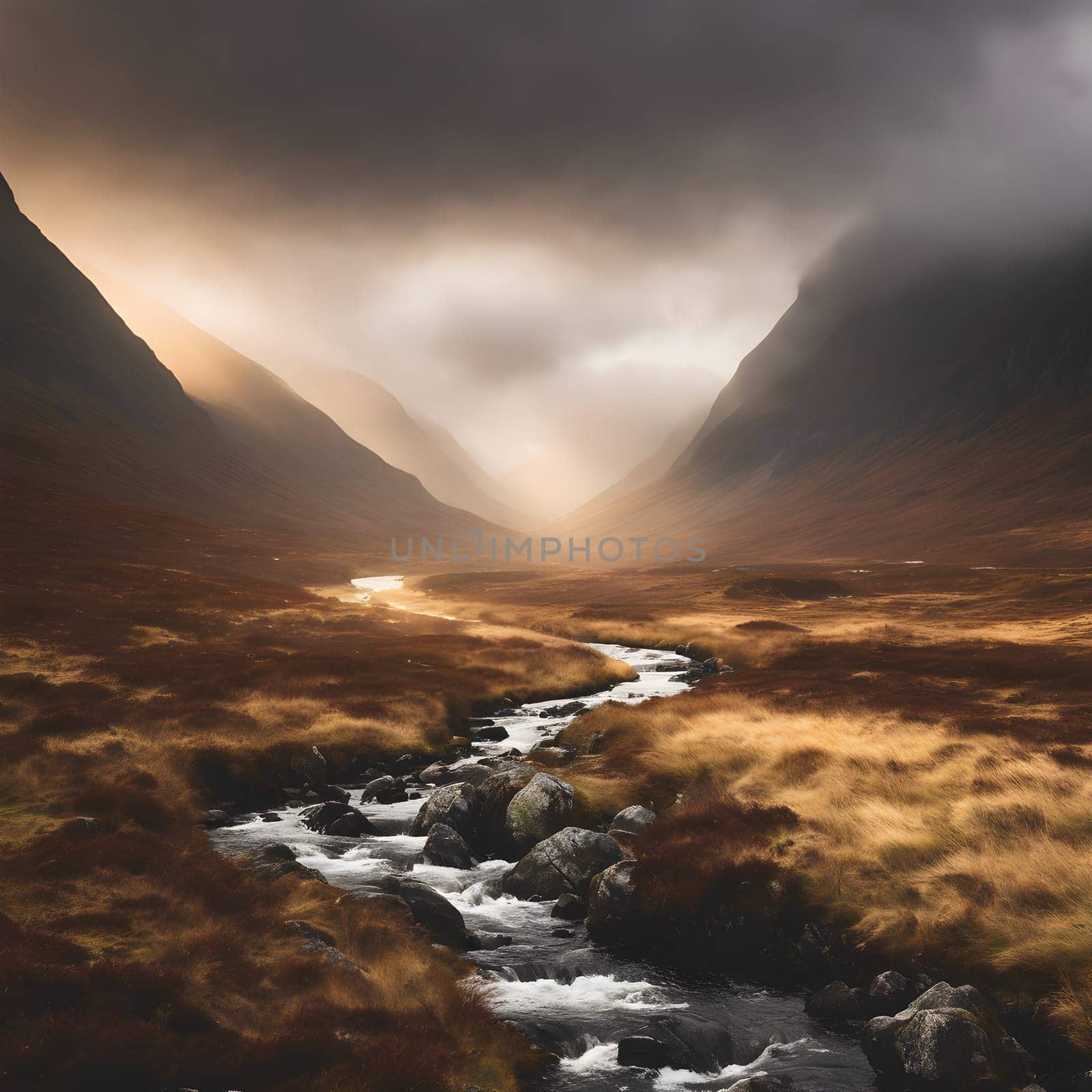 Golden Mist in Glen Coe: A Scottish Highland Masterpiece