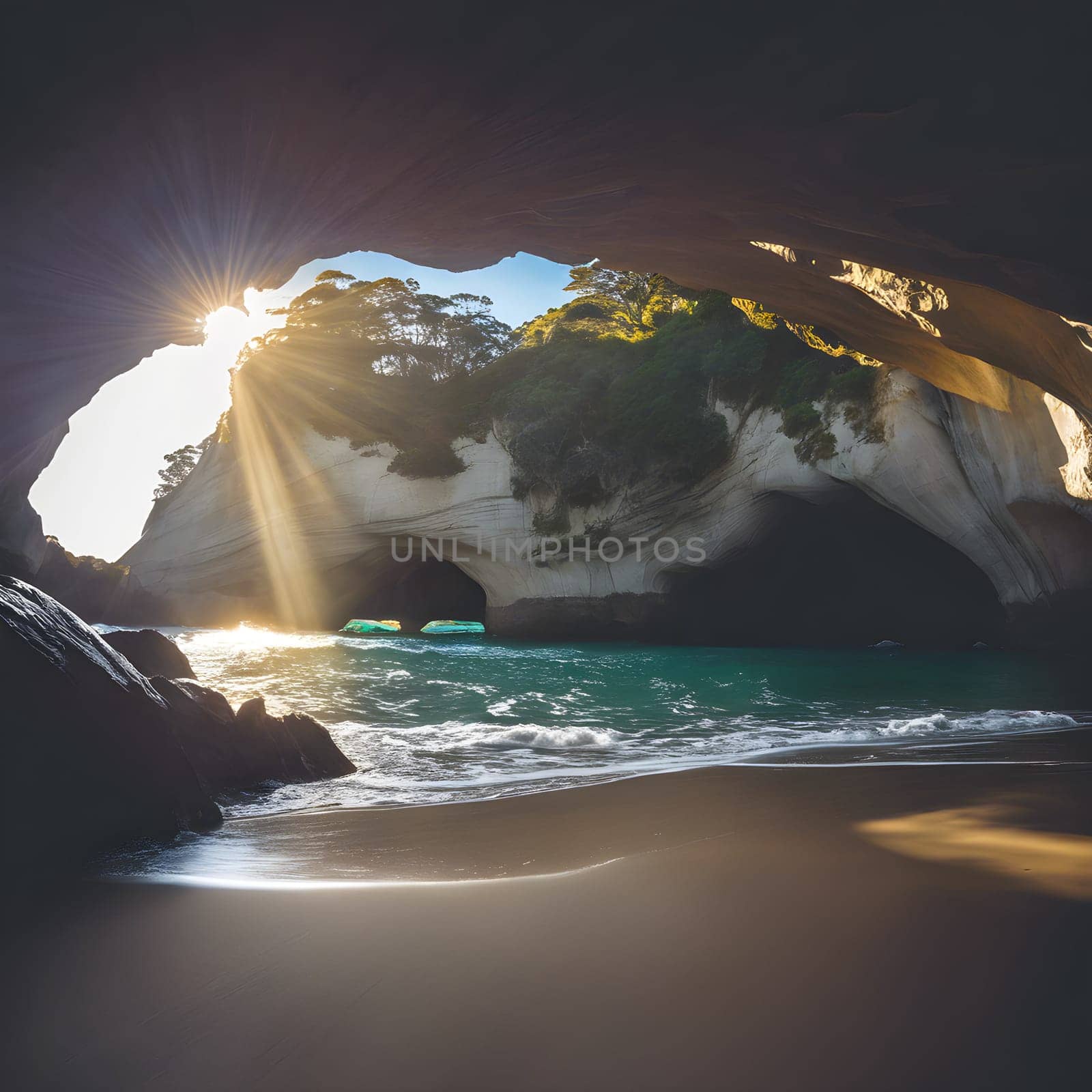 Nature’s Light Show: Sunrays Through Cathedral Cove's Sea Cave