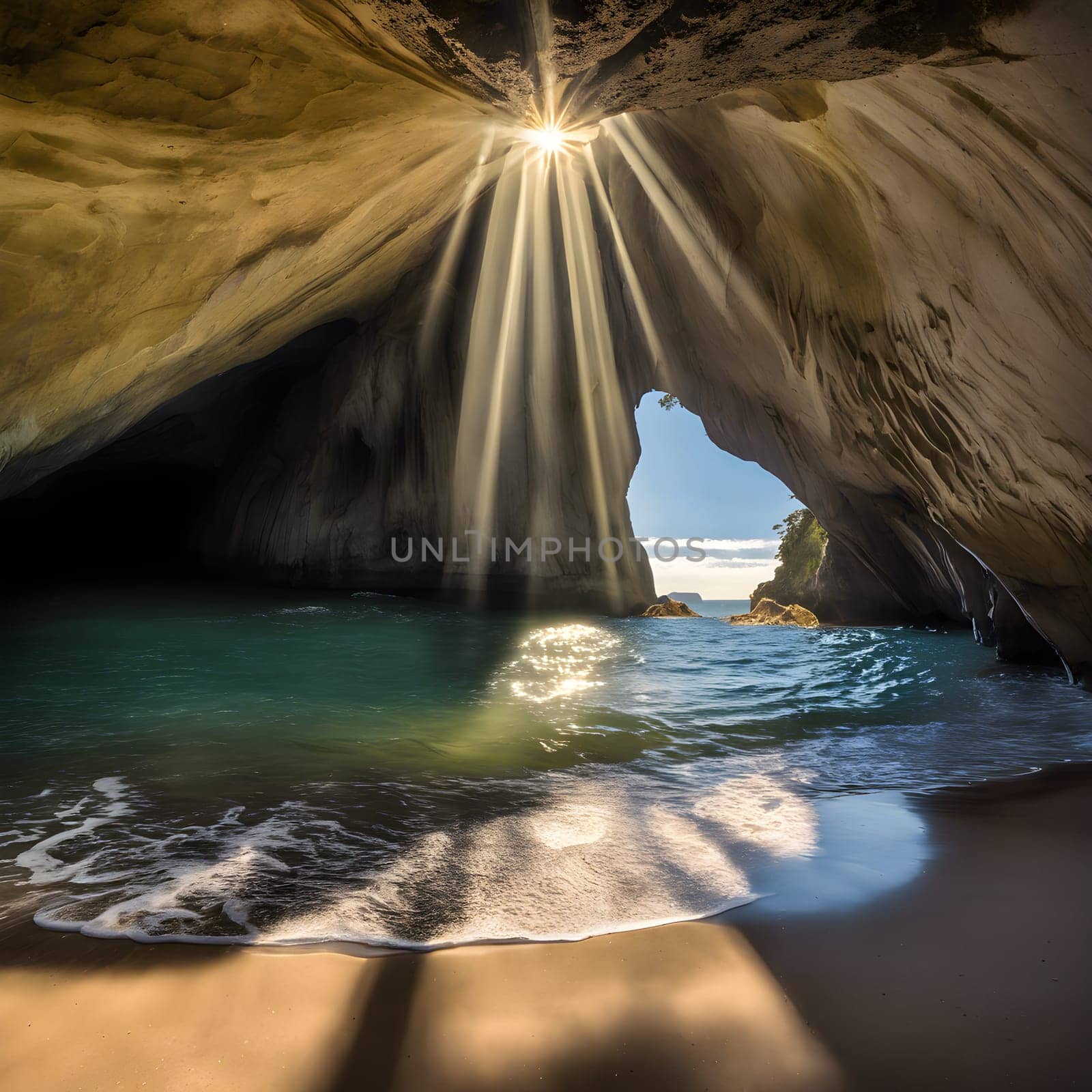Golden Sunlight Through the Arch of Cathedral Cove