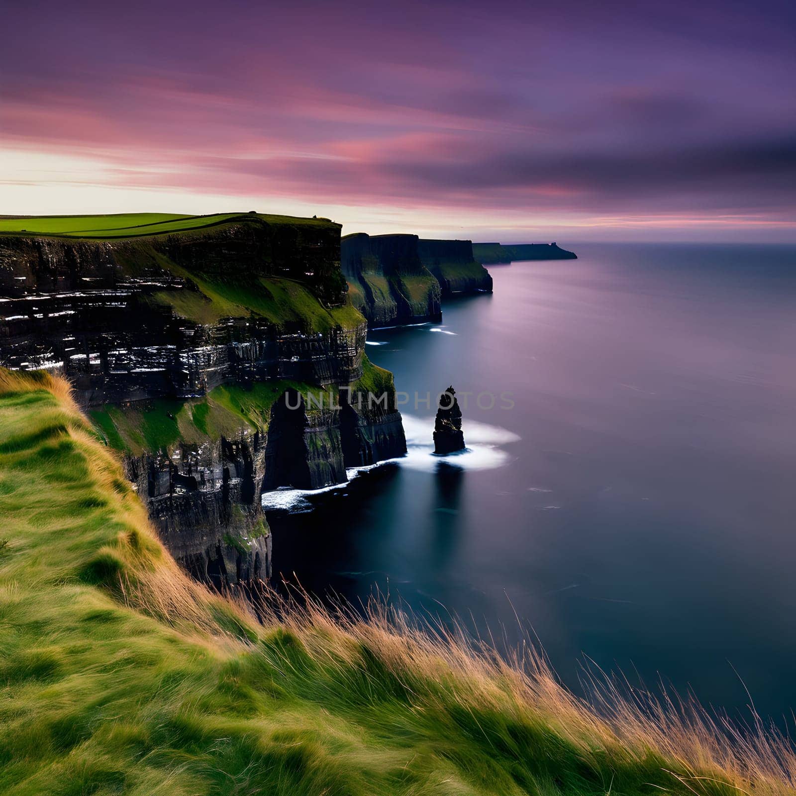 Evening Light Bathes the Cliffs of Moher in Tranquility