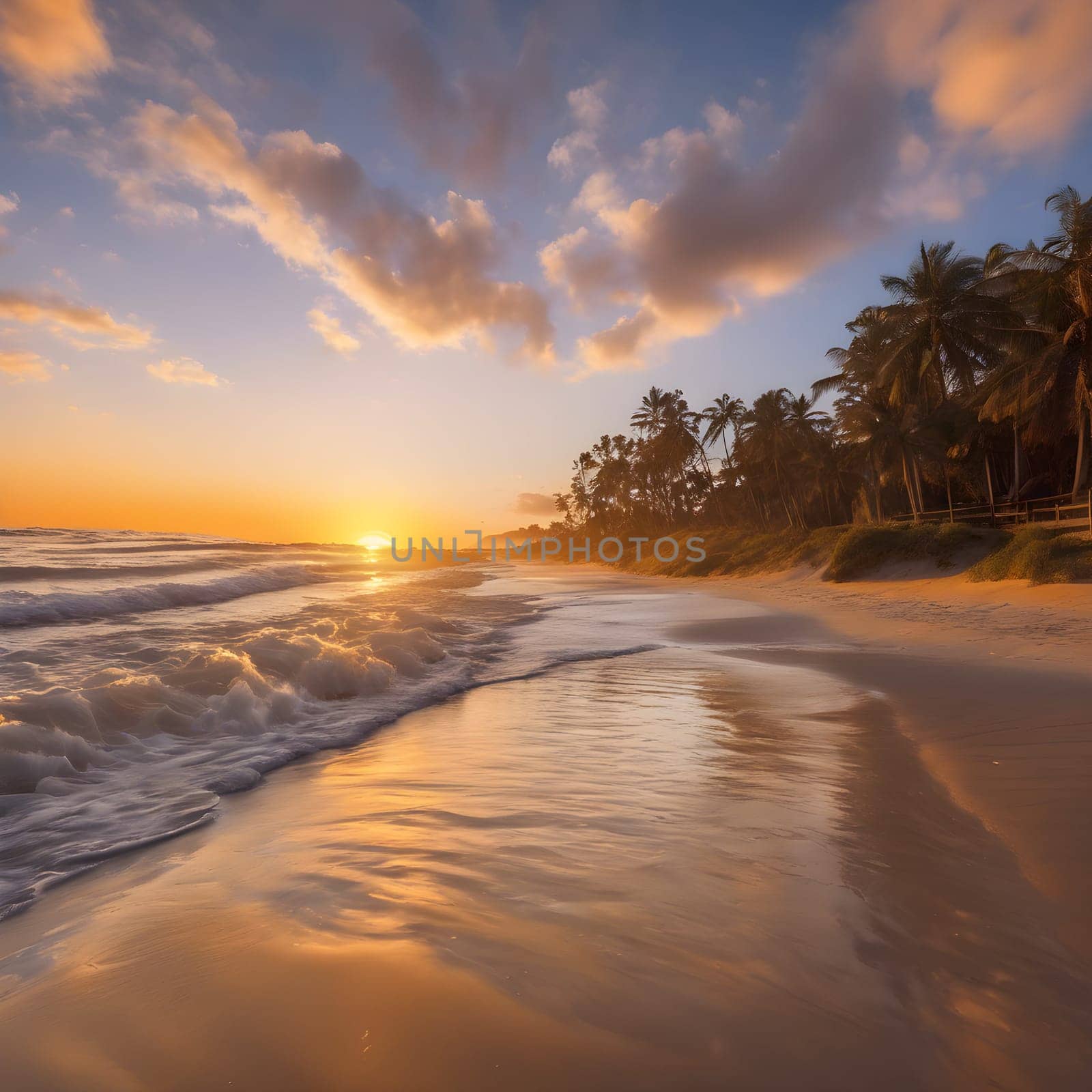 Ocean Serenity: A Beautiful Sunset by the Shore