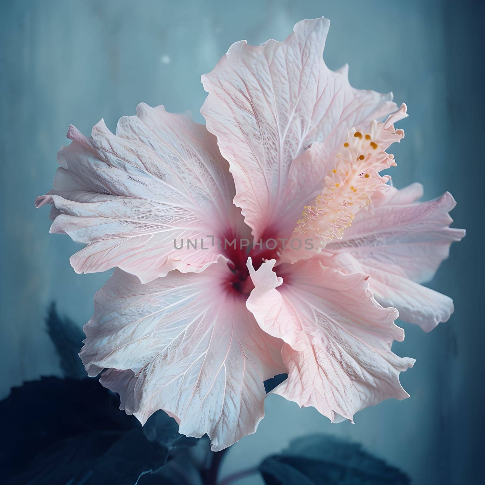 Tropical Beauty: Hibiscus Flower Against a Cool-Toned Background