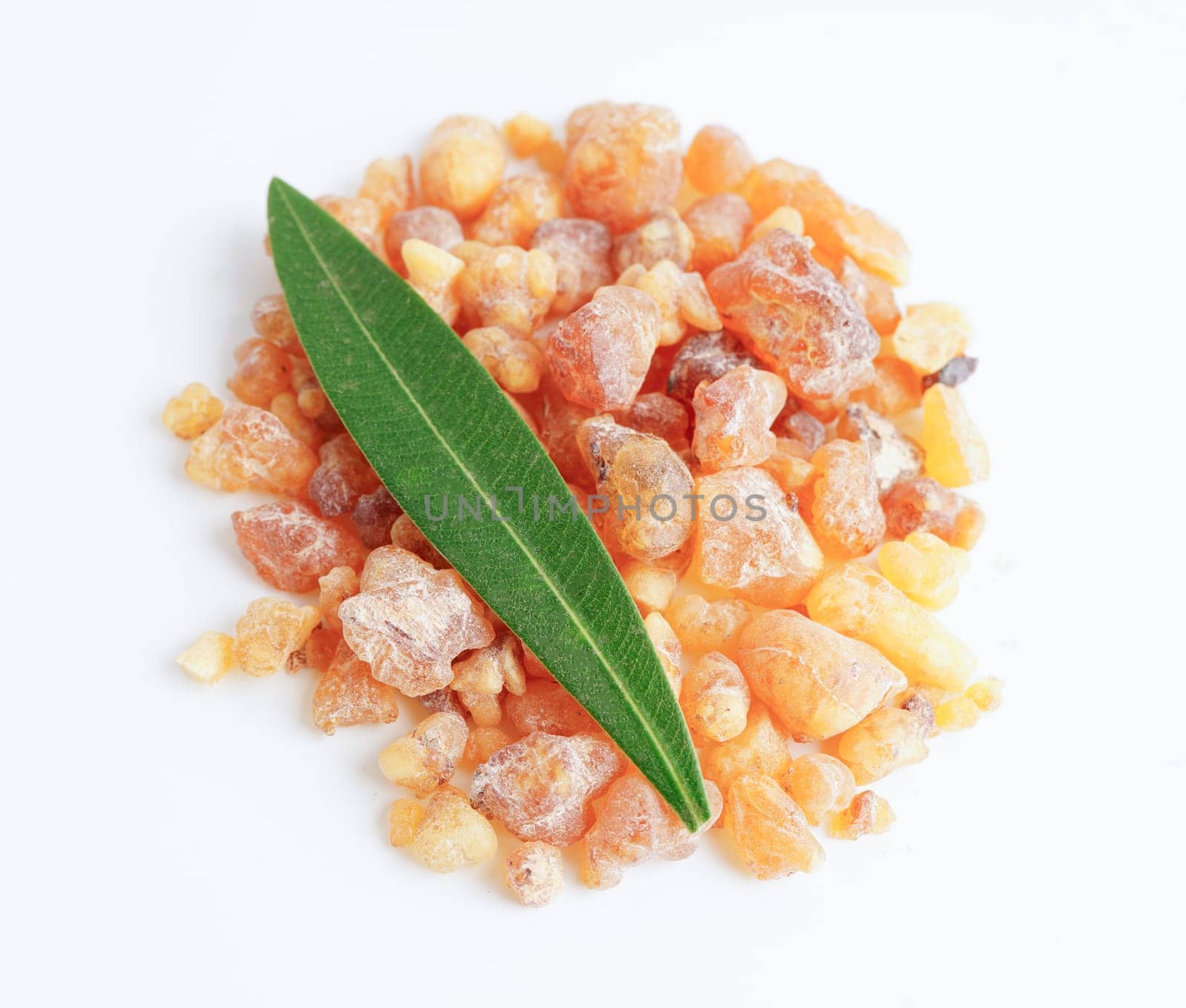 Frankincense or olibanum aromatic resin used in incense and perfumes.