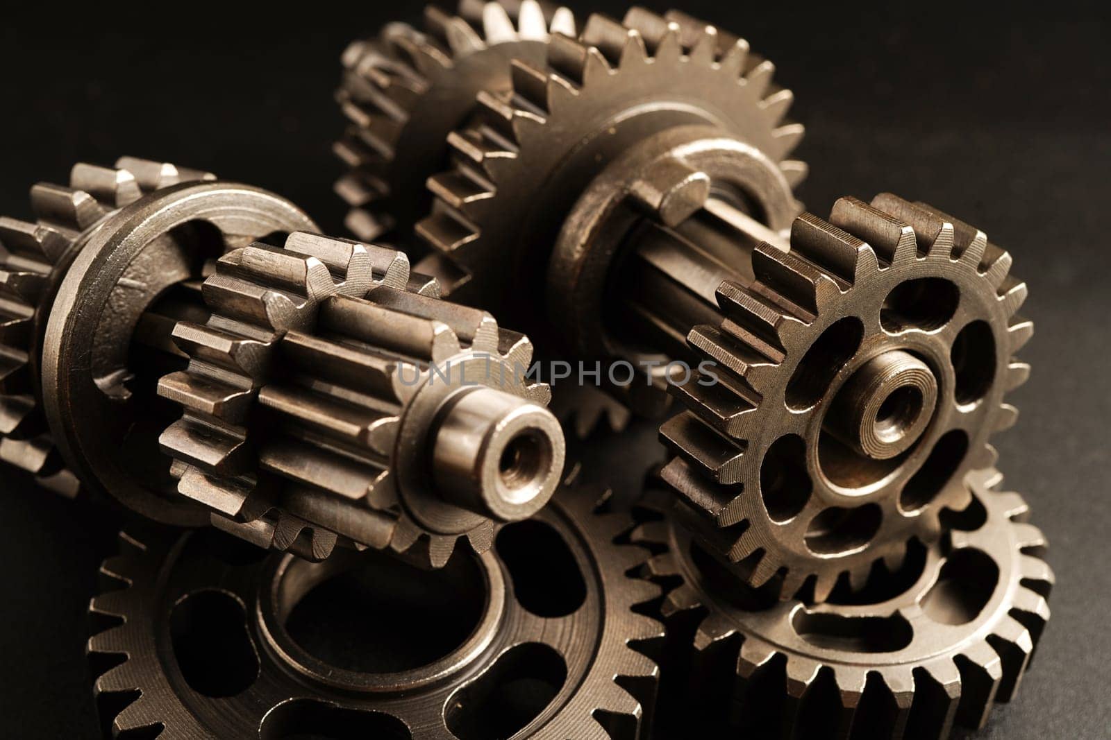 Metal gear wheel engine car and bike, mechanic industry concept.