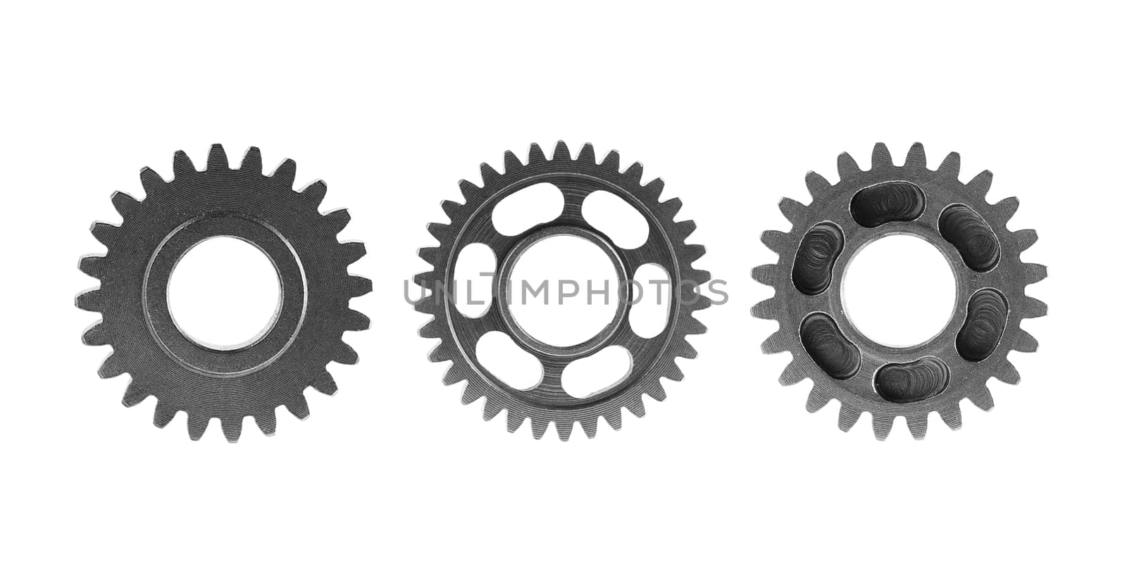 Metal gear isolated on white background for engine car and bike, teamwork business.