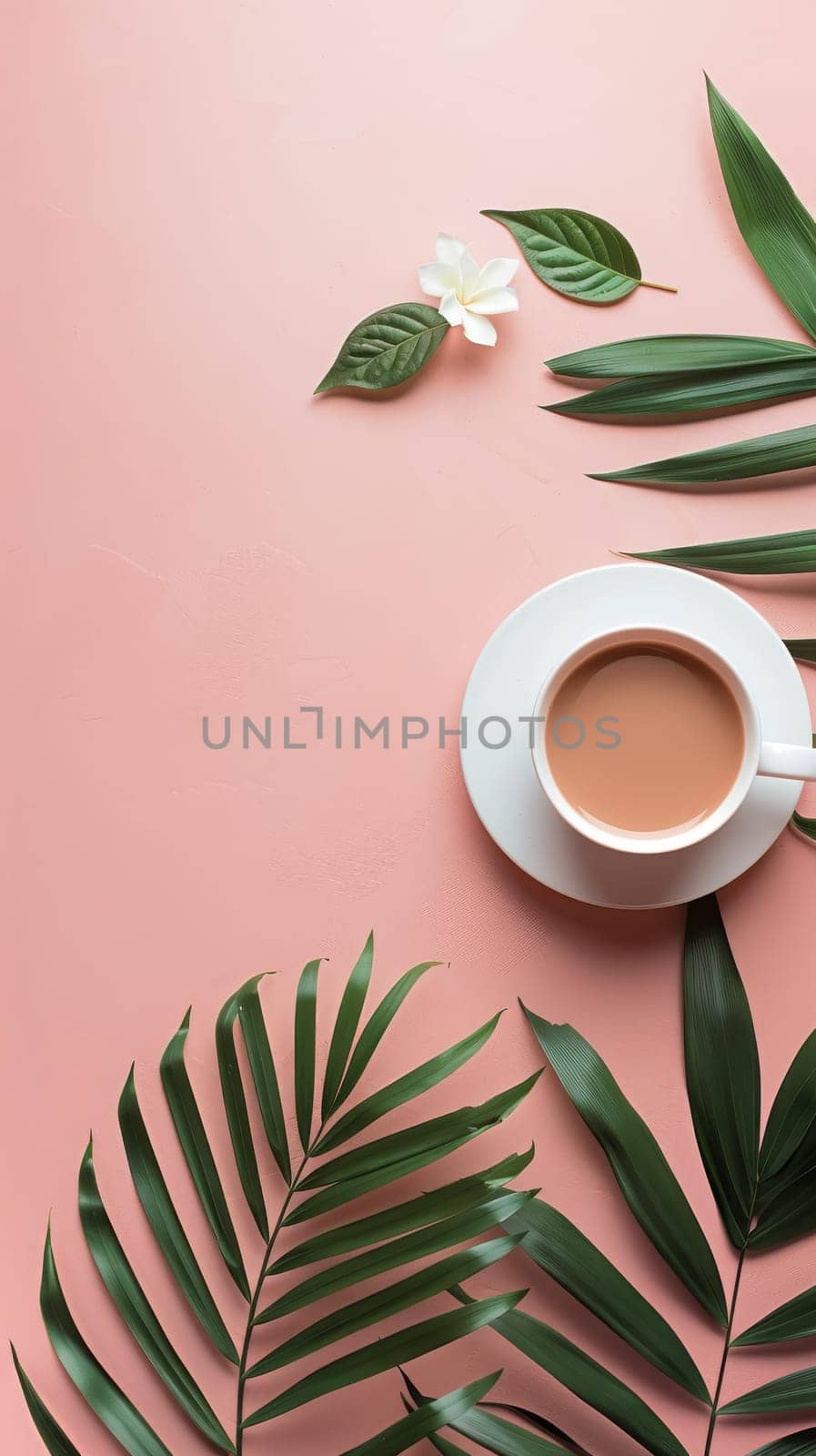 Clean and modern flat lay composition with empty space for text.