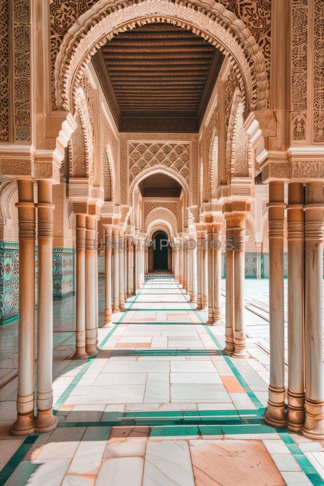 Copy space background featuring traditional Islamic architecture with space for your travel advertisement.