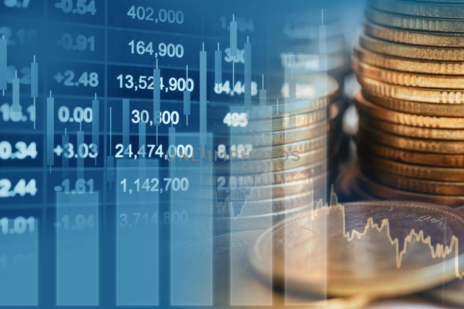 Stock market finance business, economy trend graph digital technology.
