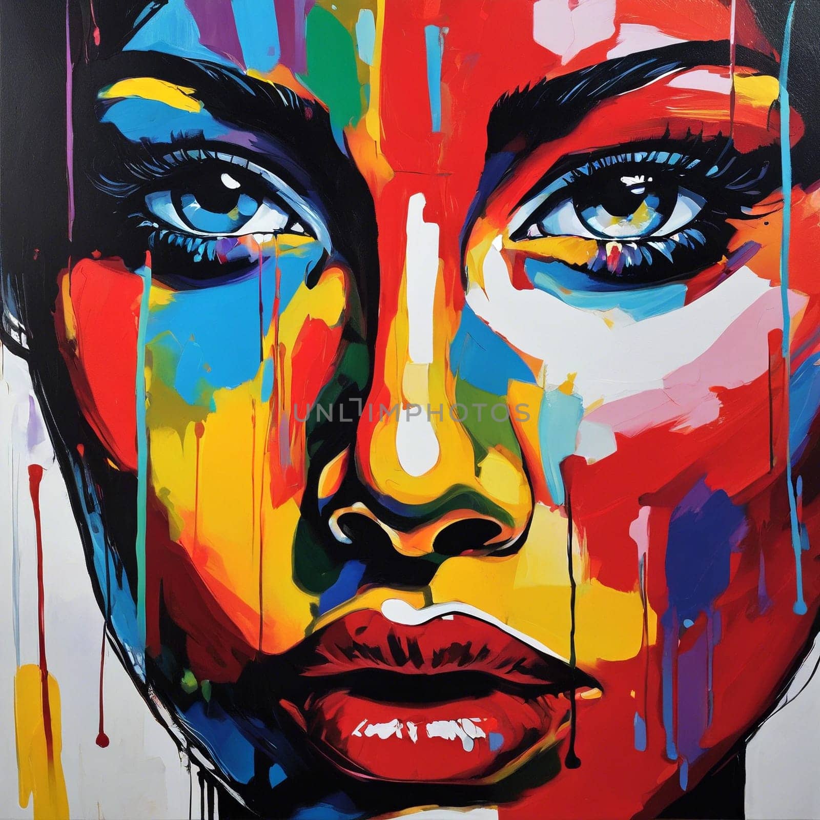 Beautiful Female Face - A Vibrant Pop Art Portrait