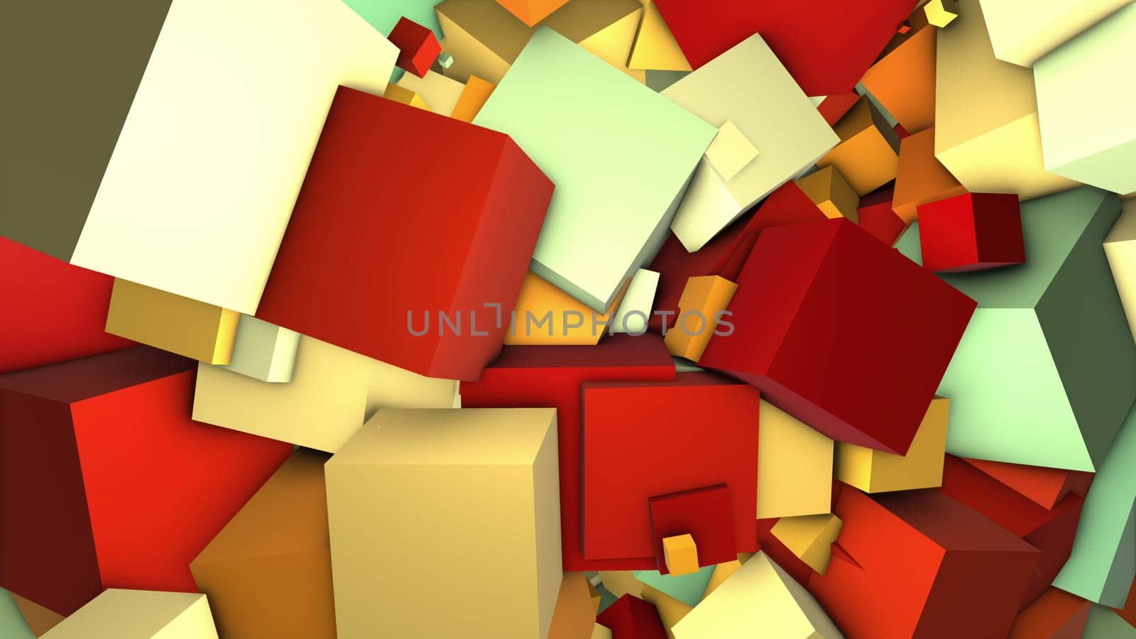 Abstract colorful cubes. Computer generated 3d render