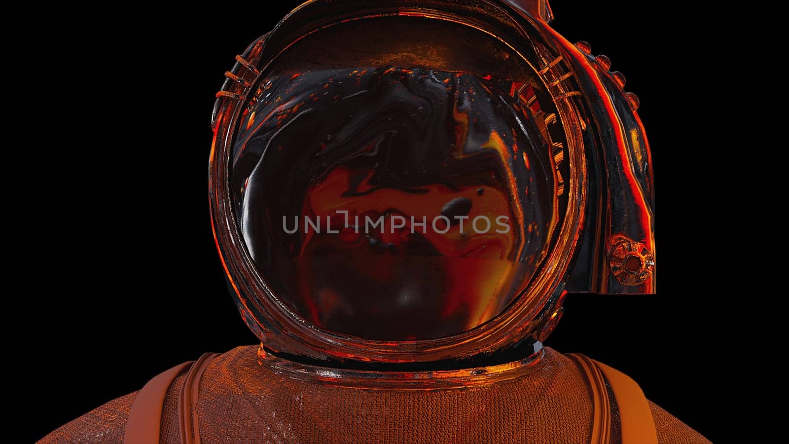 Cosmonaut with liquid reflection. Computer generated 3d render