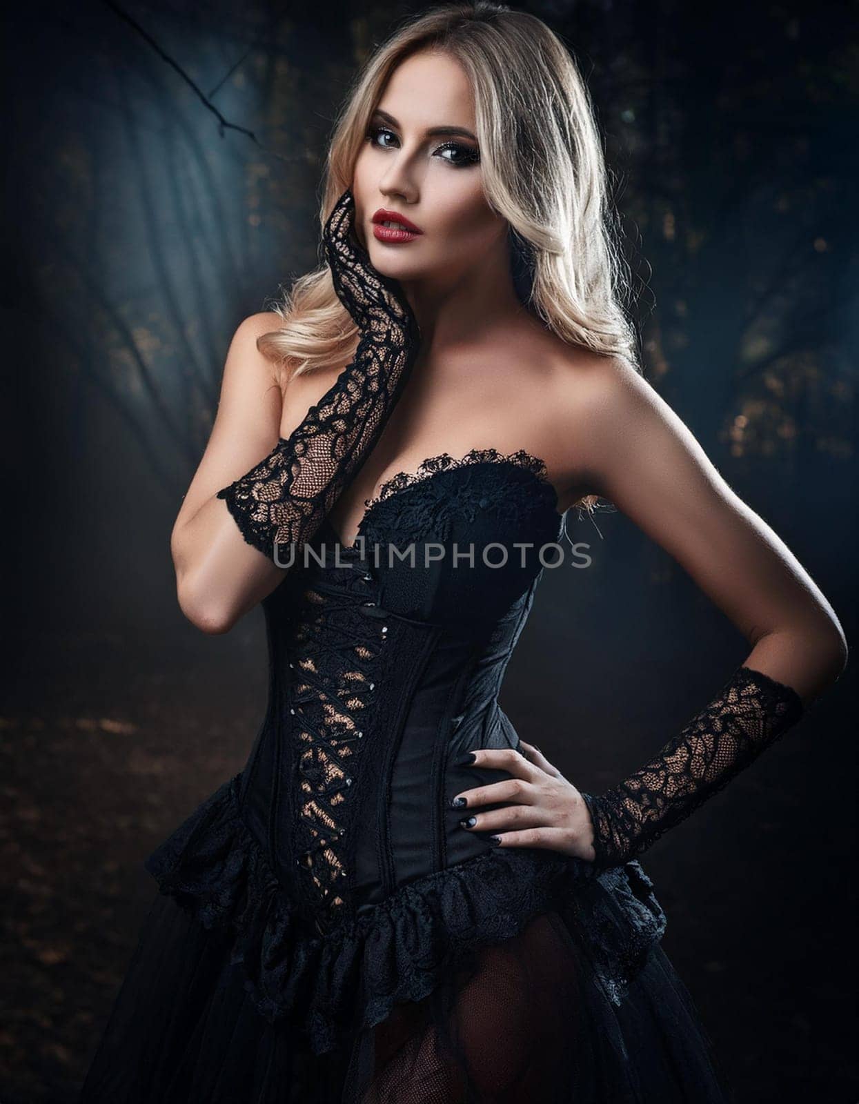 pretty young goth woman, AI generated image