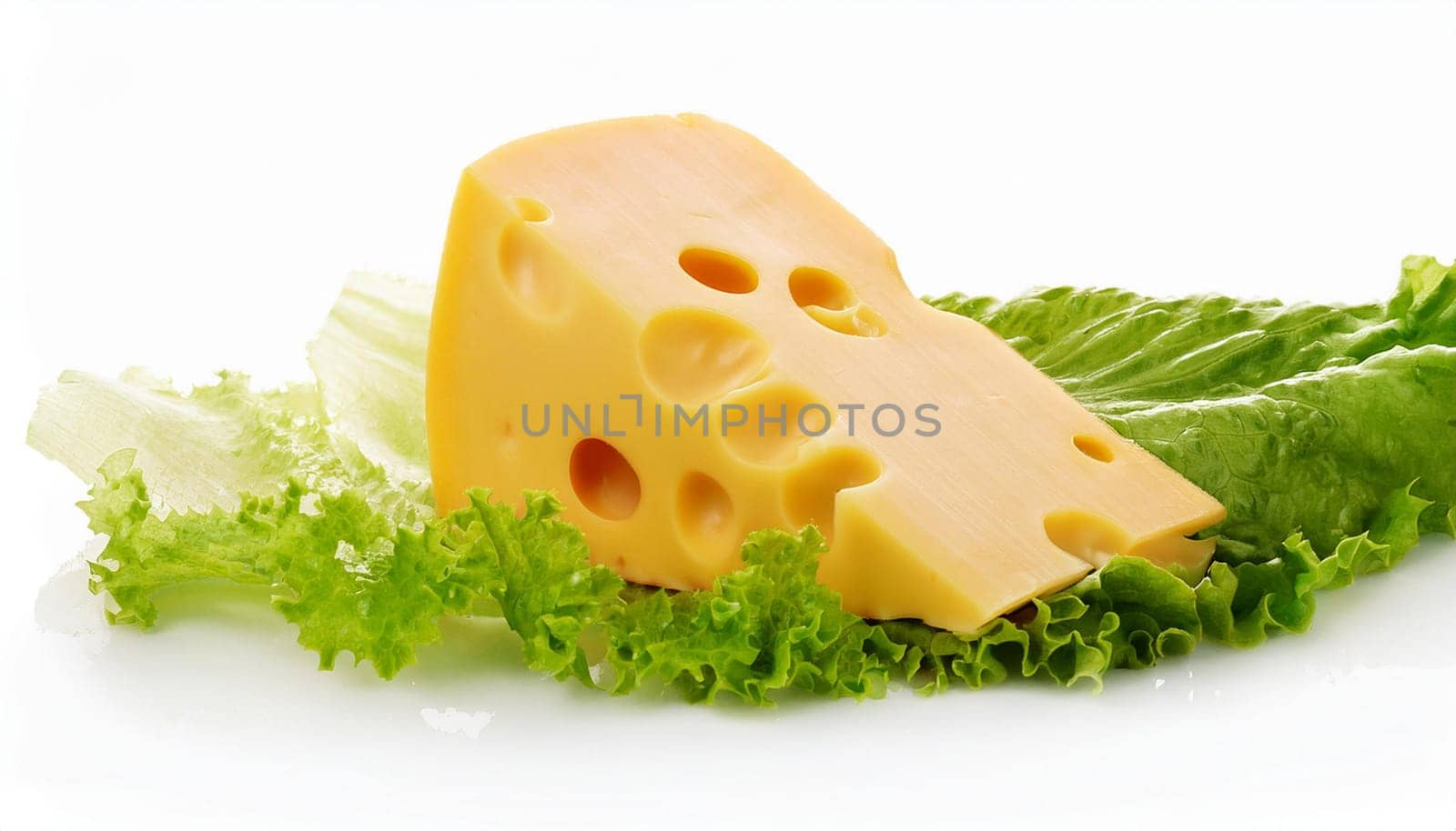 cheese with lettuce leaf, AI generated image