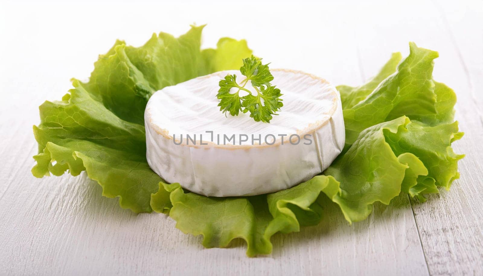 cheese with lettuce leaf, AI generated image