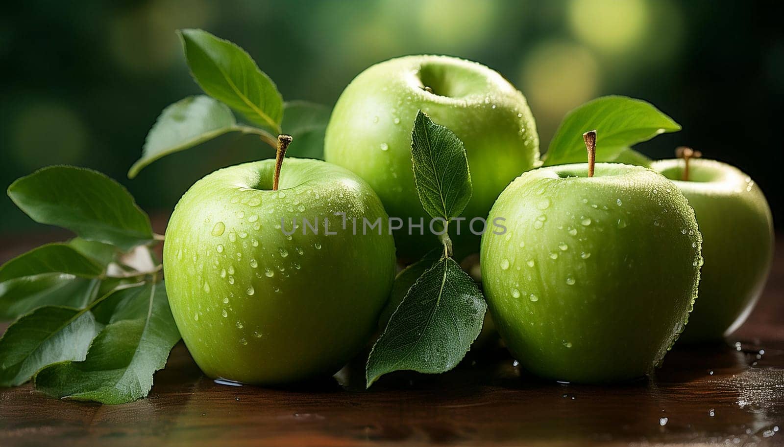 green apples granny smith fruits, AI generated image