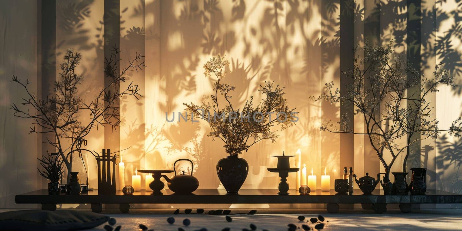 Elegant and dramatic mockup arrangement captured in silhouette.