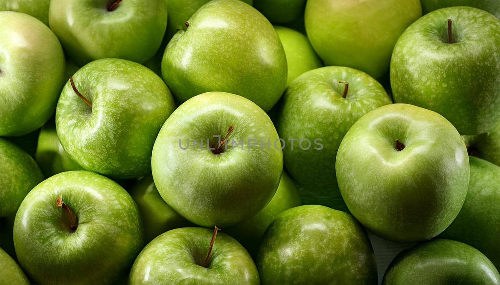 green apples fruit vegetarian food flat top view, AI generated image