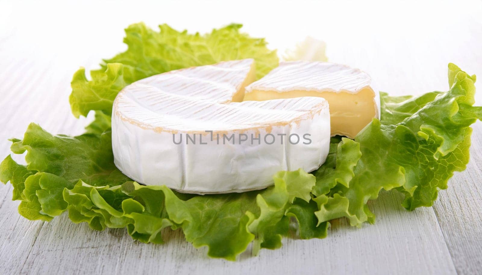 cheese with lettuce leaf, AI generated image