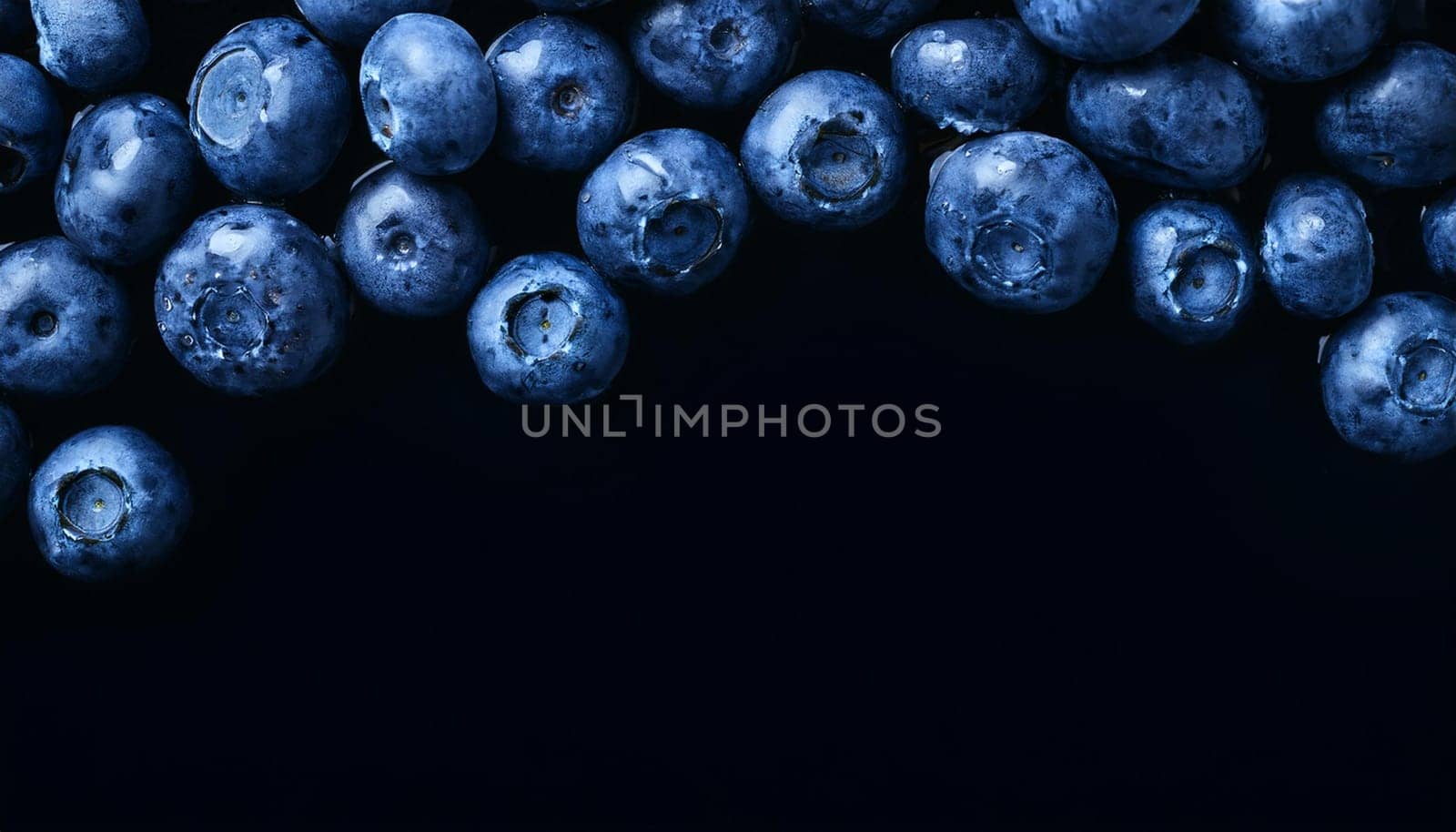 blueberries fruits vegetarian food flat top view, AI generated image
