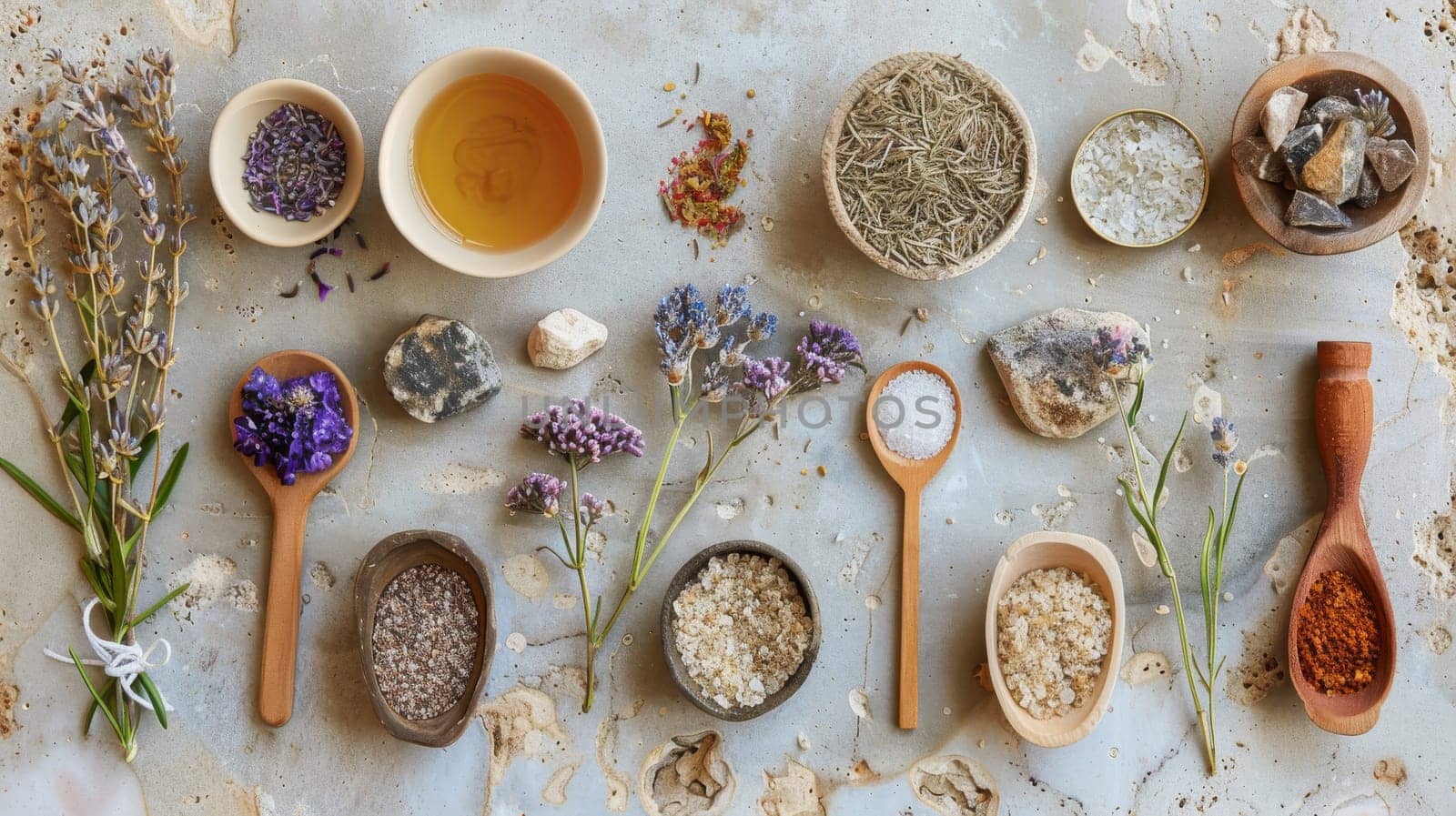 Directly above shot of holistic wellness tools