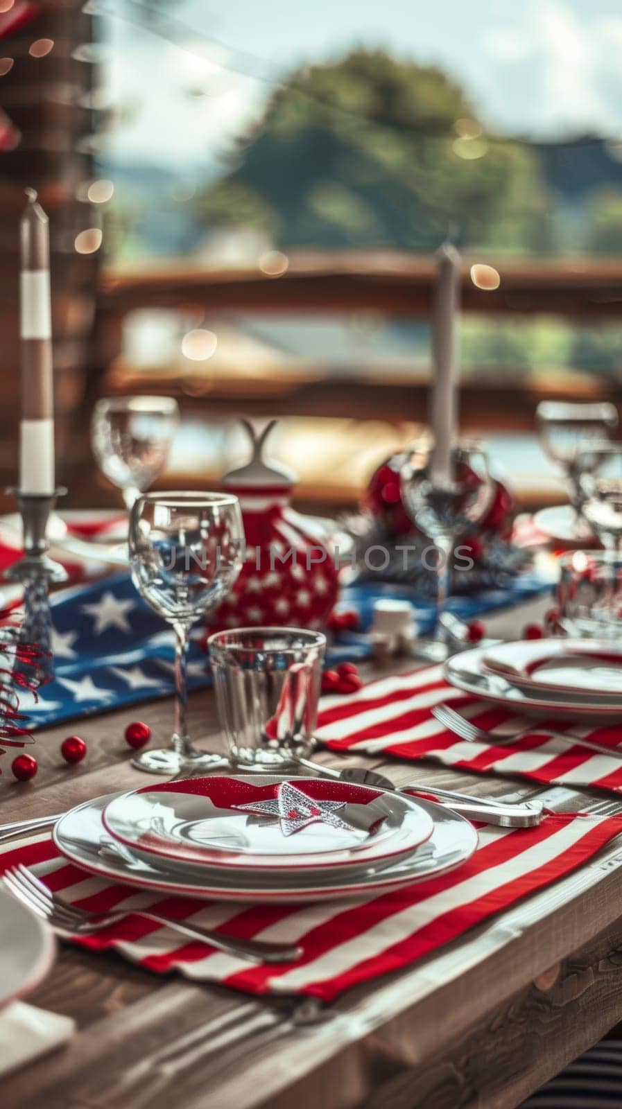 Decorated setting with stars and stripes for Patriot Day.