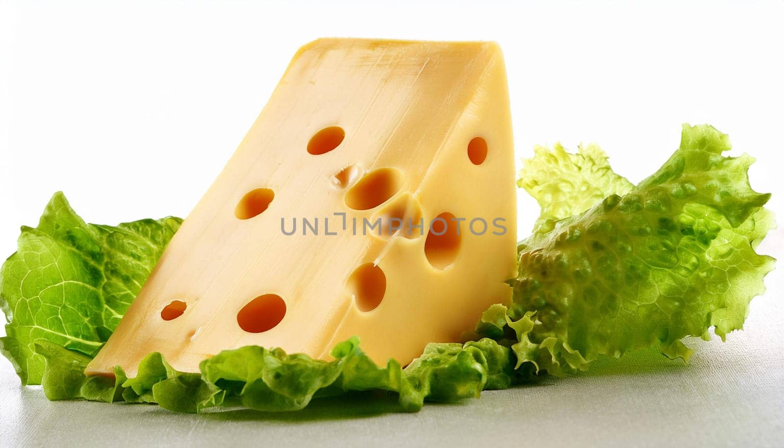 cheese with lettuce leaf, AI generated image