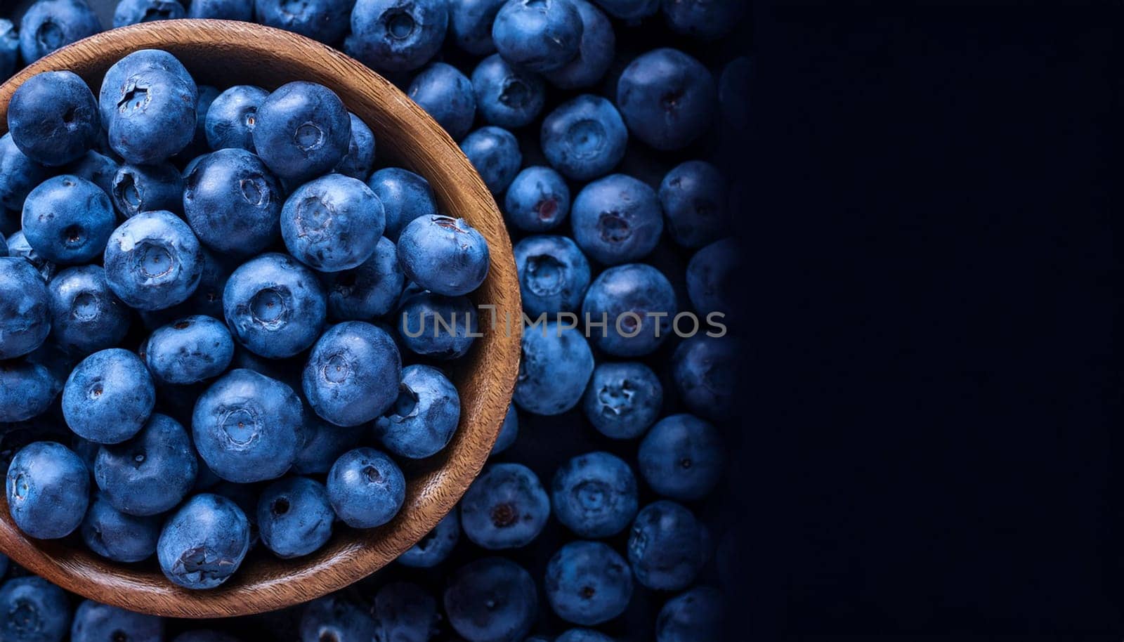 blueberries fruits vegetarian food flat top view, AI generated image