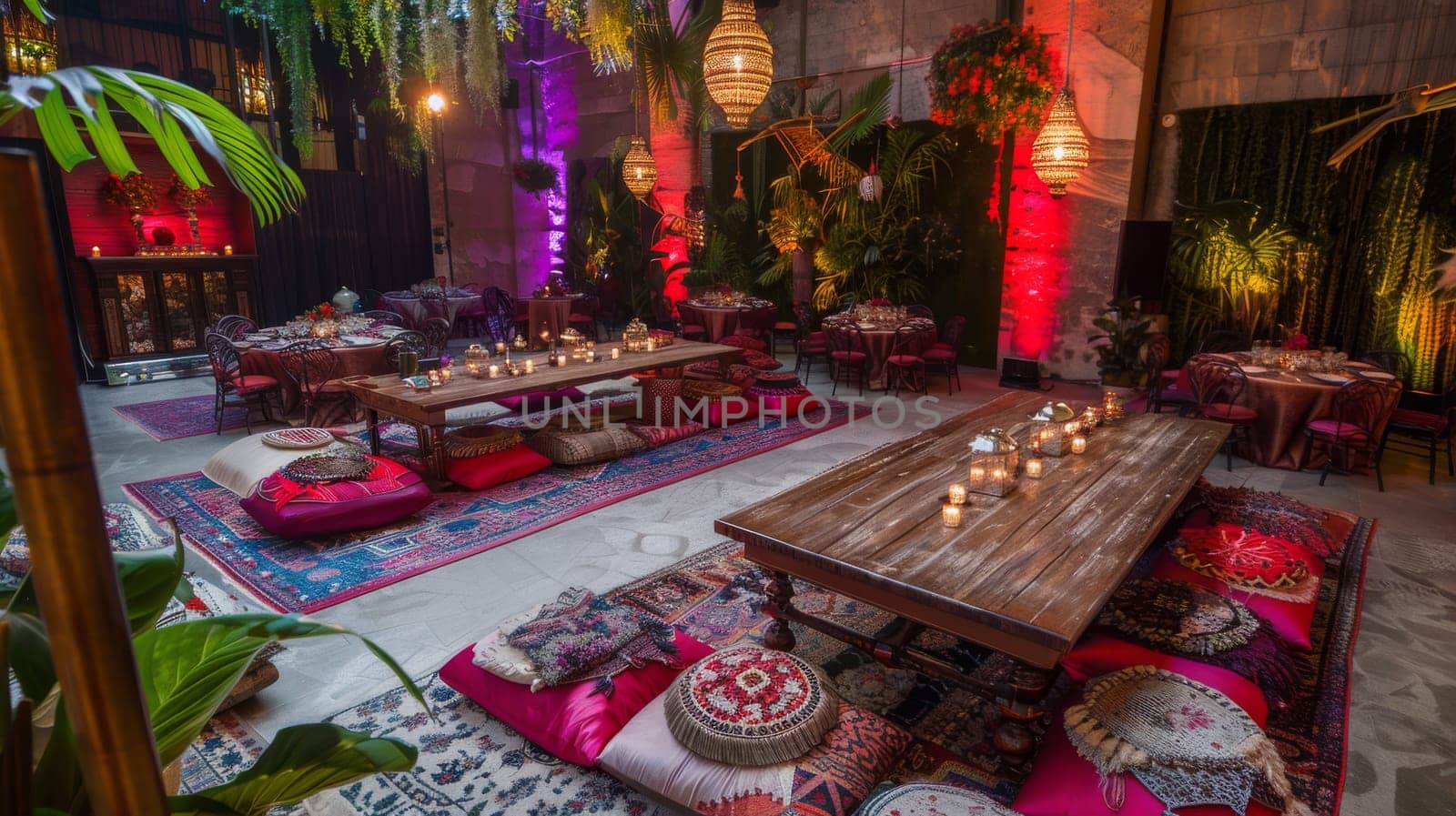 Eye-catching party setup arranged in an innovative layout pattern
