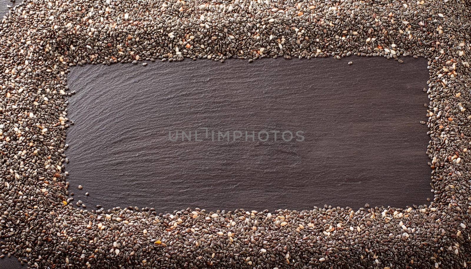 chia seeds flat top view, AI generated image