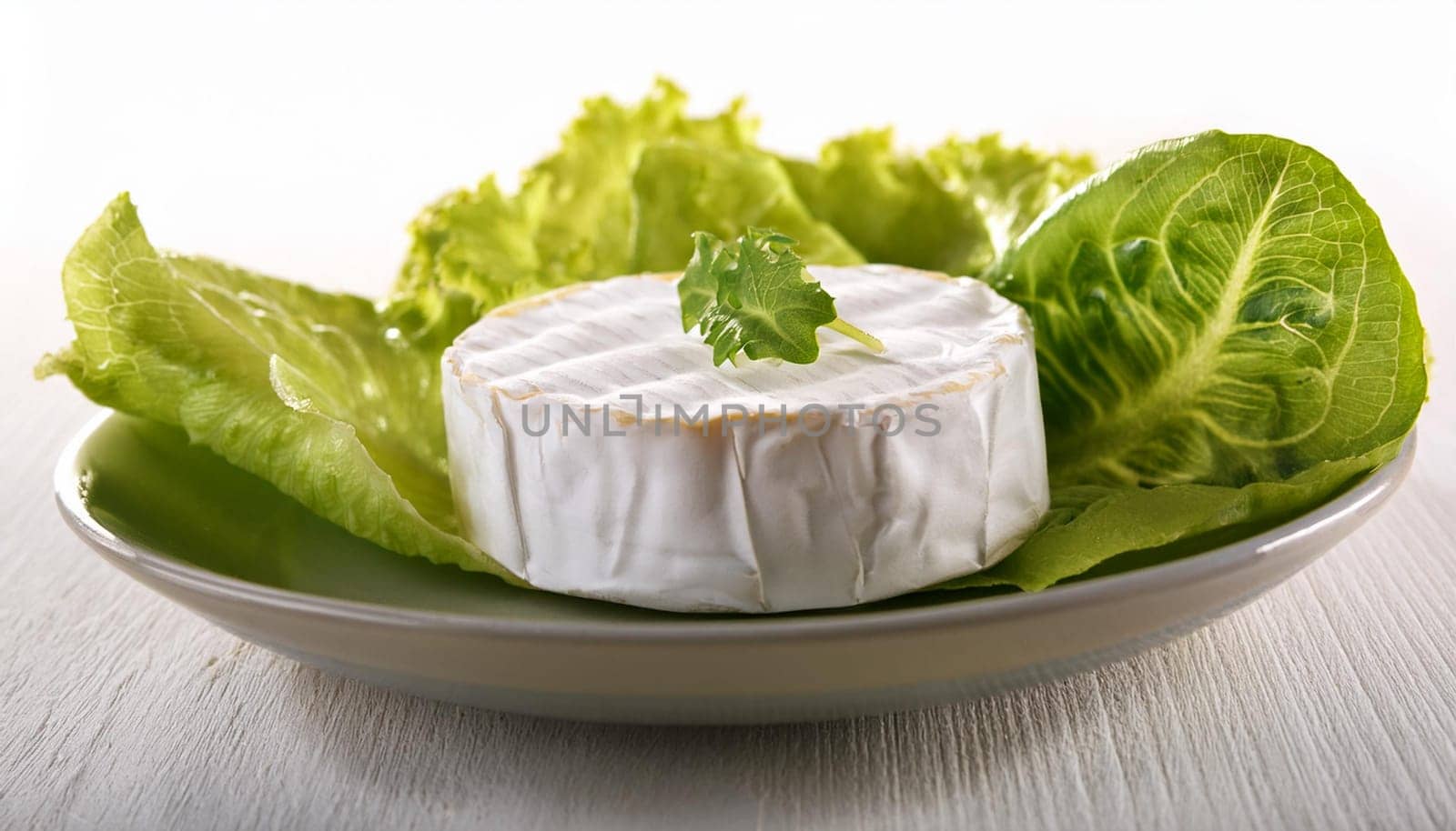 cheese with lettuce leaf, AI generated image