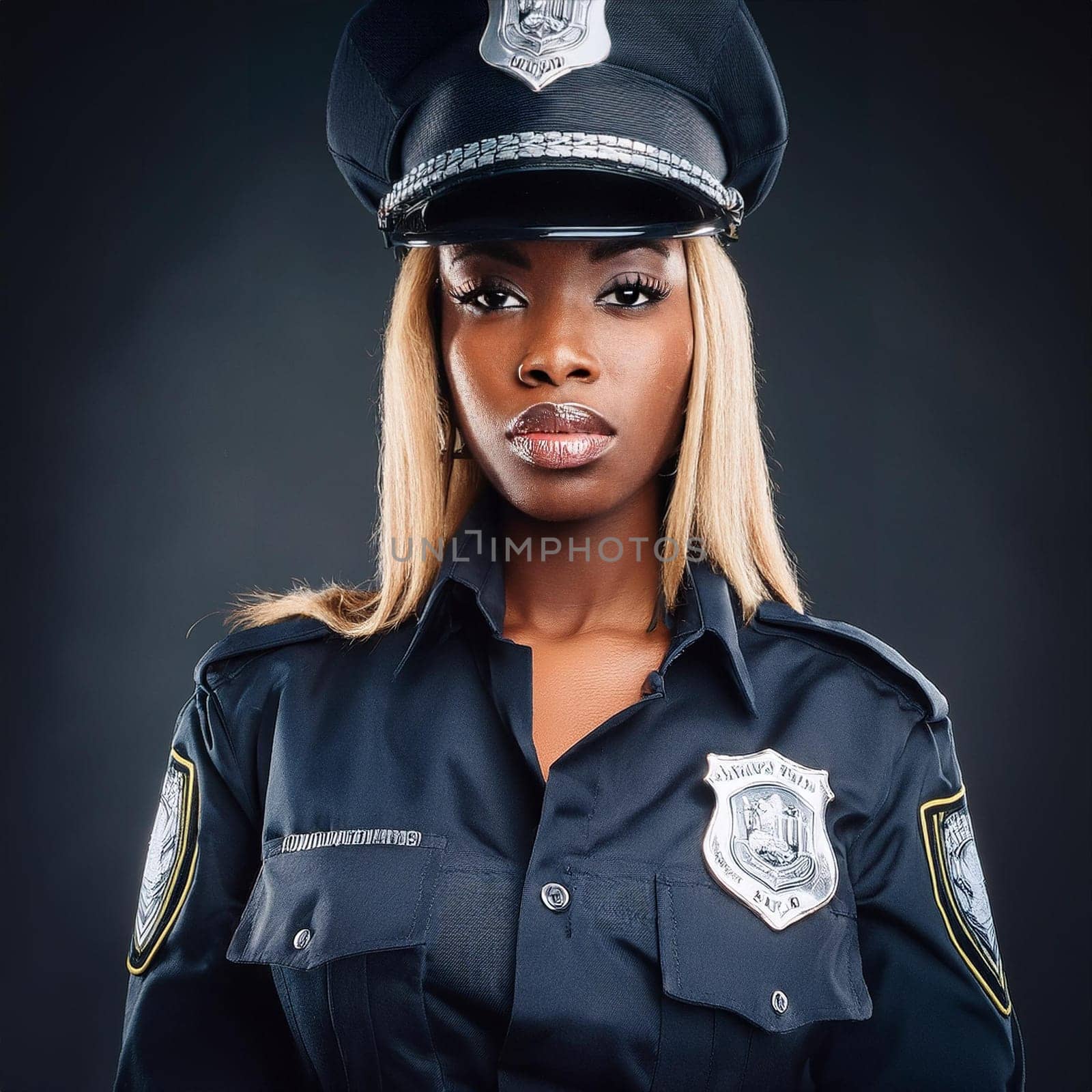 gorgeous young police woman, AI generated image