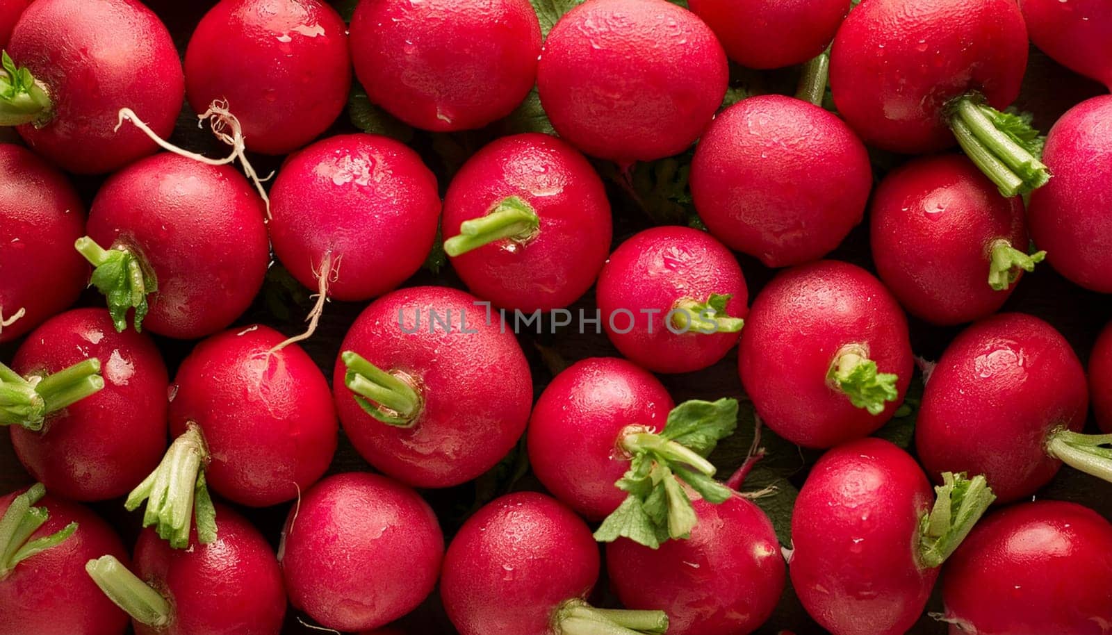 radishes vegetables flat view, AI generated image