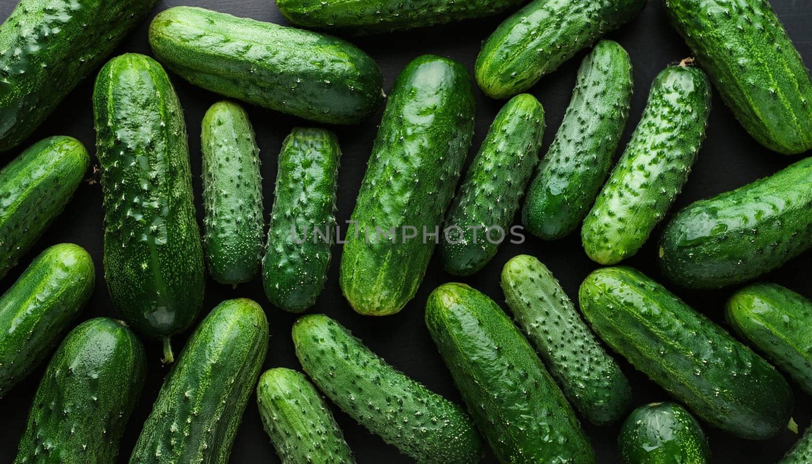 cucumbers vegetables flat view, AI generated image