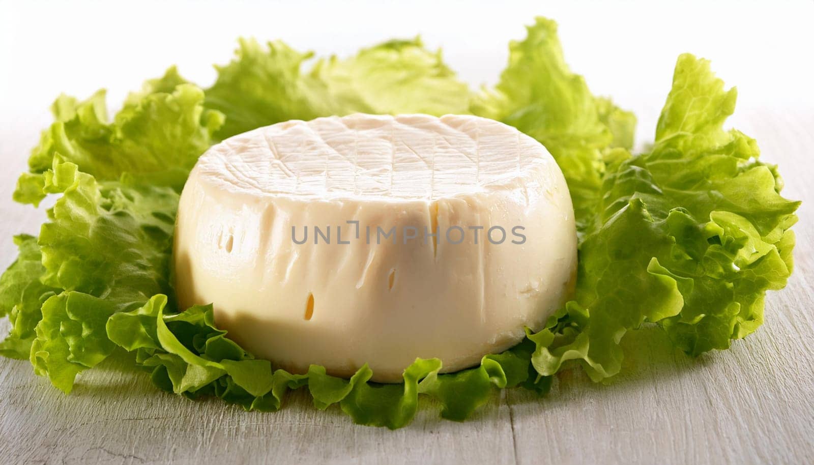 cheese with lettuce leaf, AI generated image