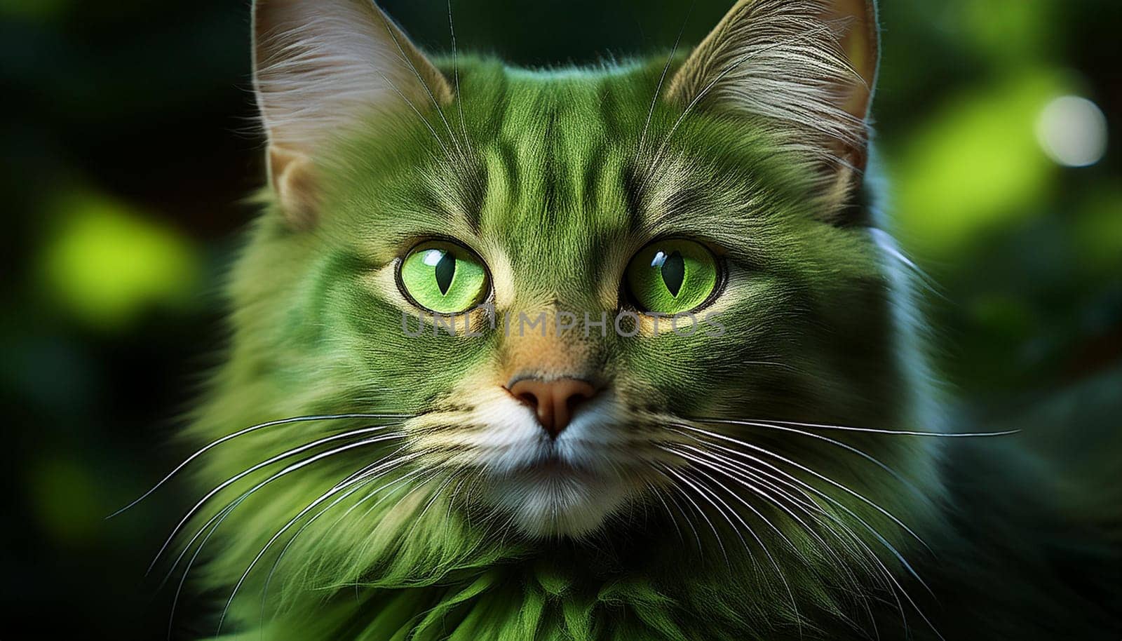 green alien tabby cat, AI generated image