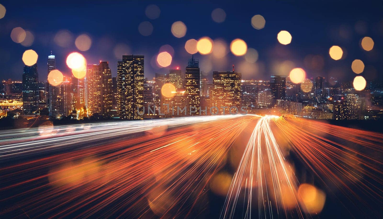 city light bokeh background, AI generated image