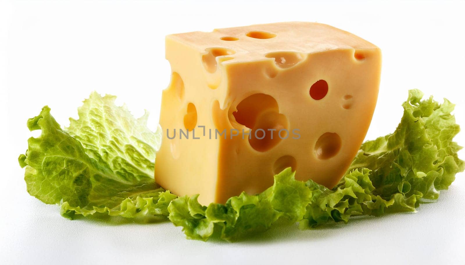 cheese with lettuce leaf, AI generated image