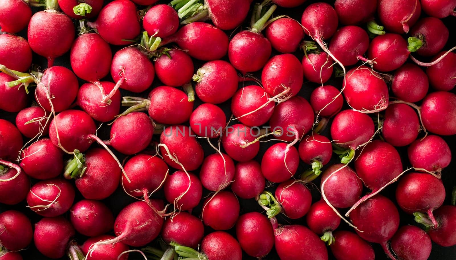 radishes vegetables flat view, AI generated image