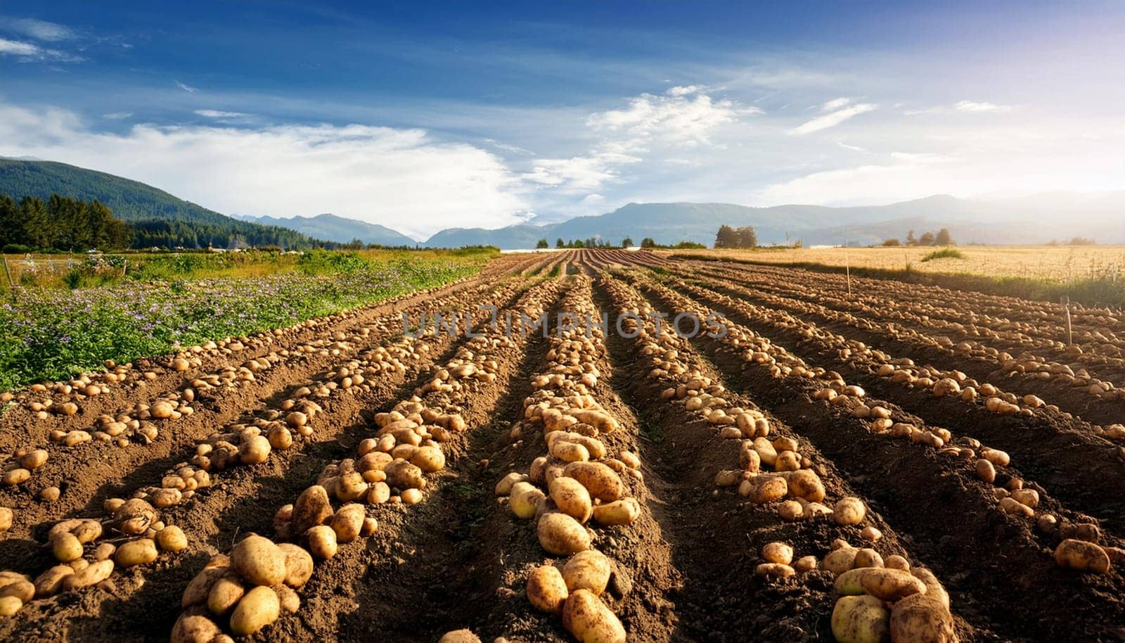 field of potatoes, AI generated image