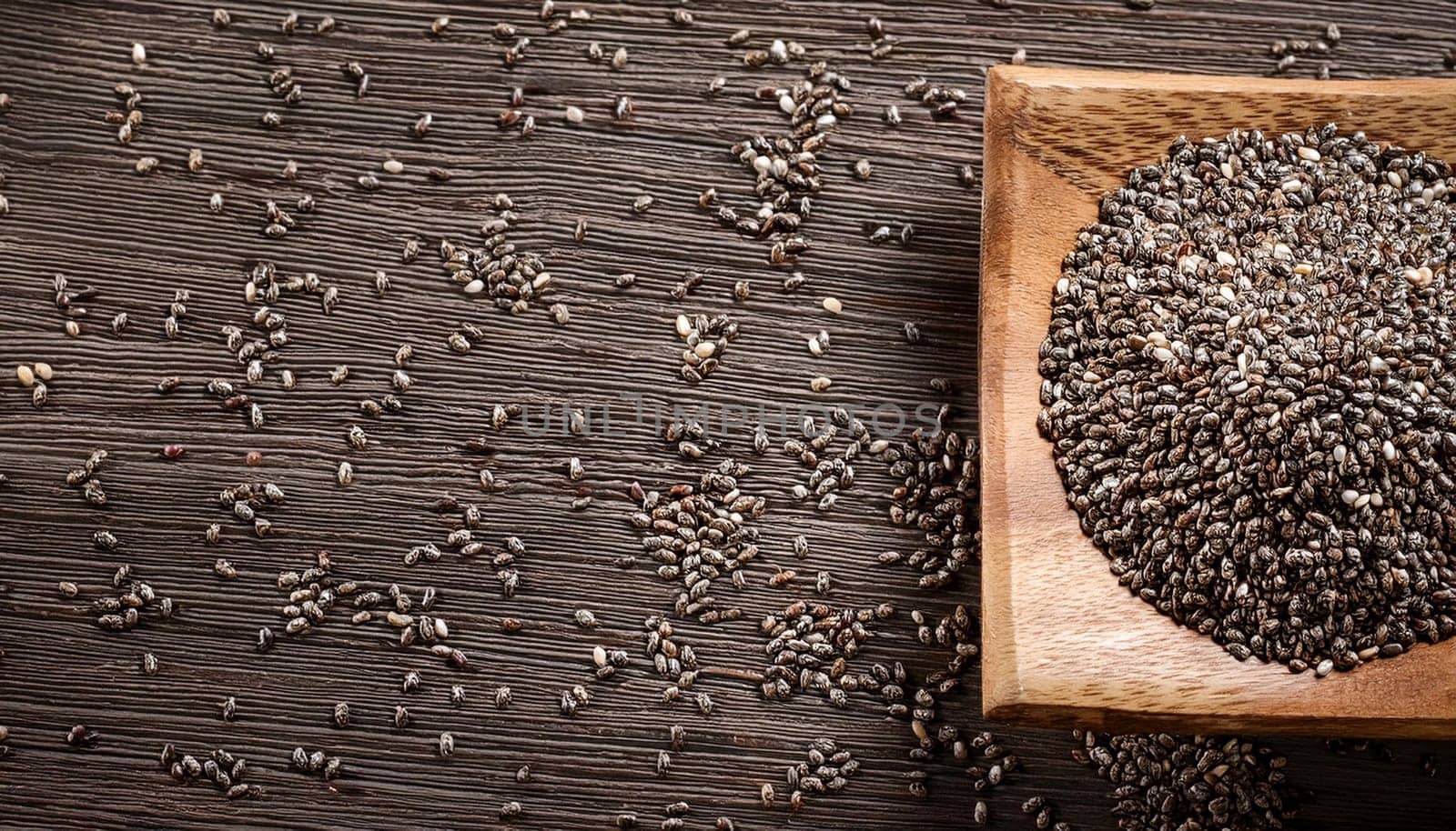 chia seeds flat top view, AI generated image
