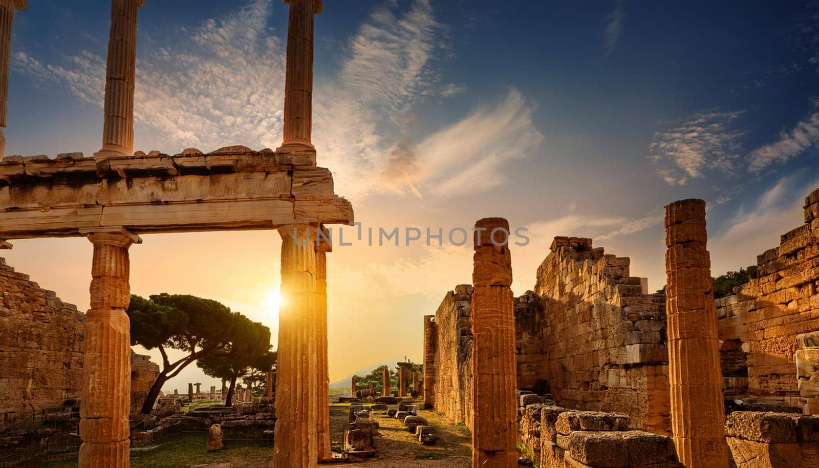ruins of ancient greek city, AI generated image
