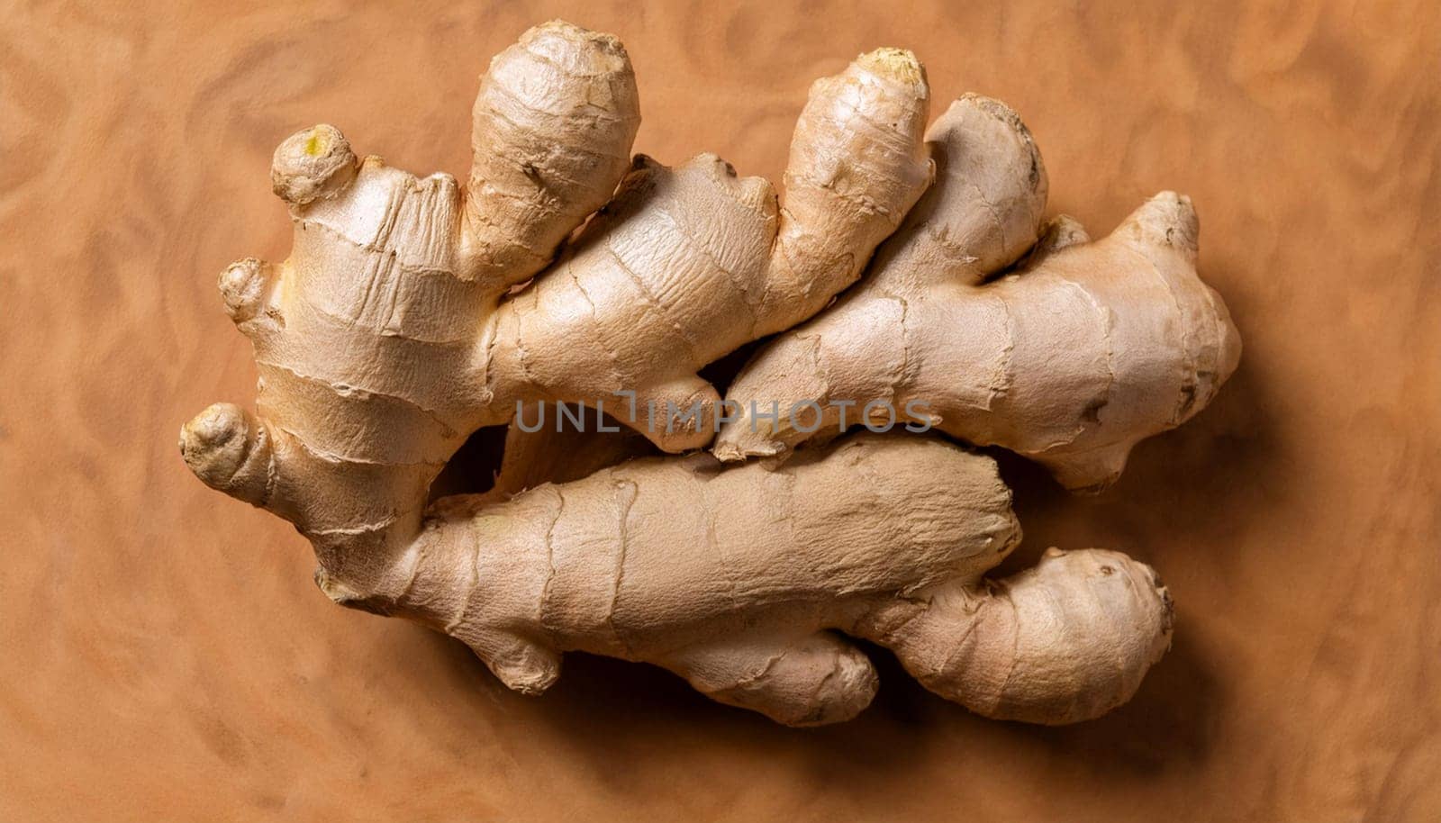 ginger roots flat view, AI generated image