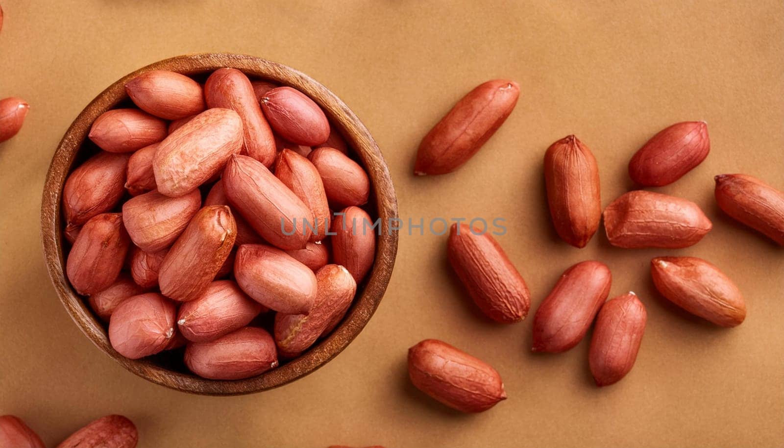 peanuts top flat view, AI generated image