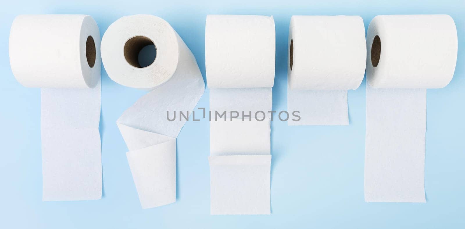 top view toilet paper rolls unfolded. Resolution and high quality beautiful photo