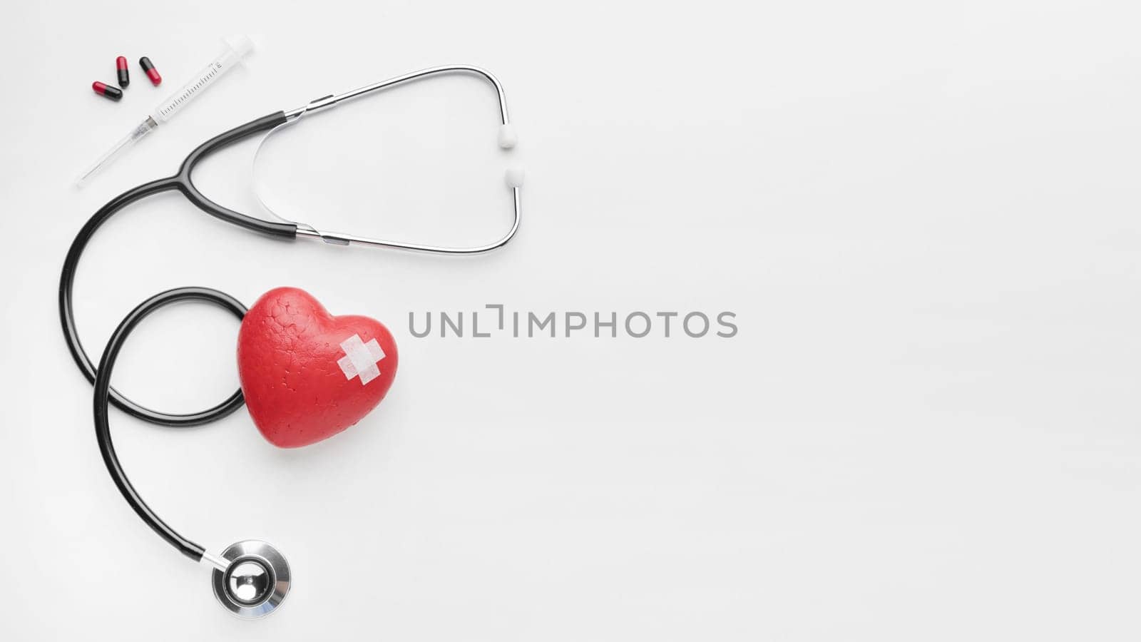 top view world heart day concept with stethoscope. Resolution and high quality beautiful photo