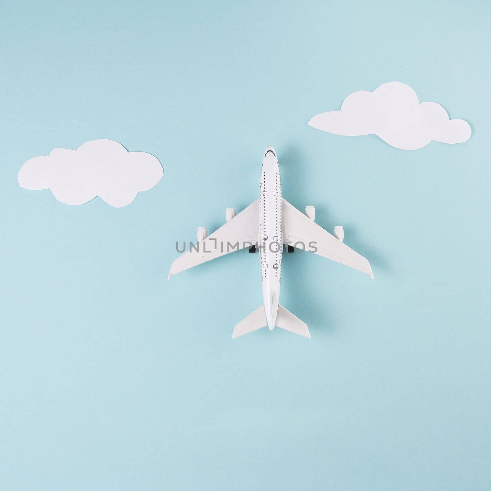 toy plane clouds blue background. Resolution and high quality beautiful photo